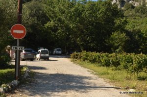 The private carpark at the back of the Auberge du Pont d'Arc