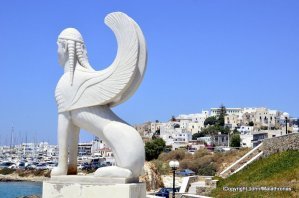 Greek Sphinx on port of Naxos, Greece